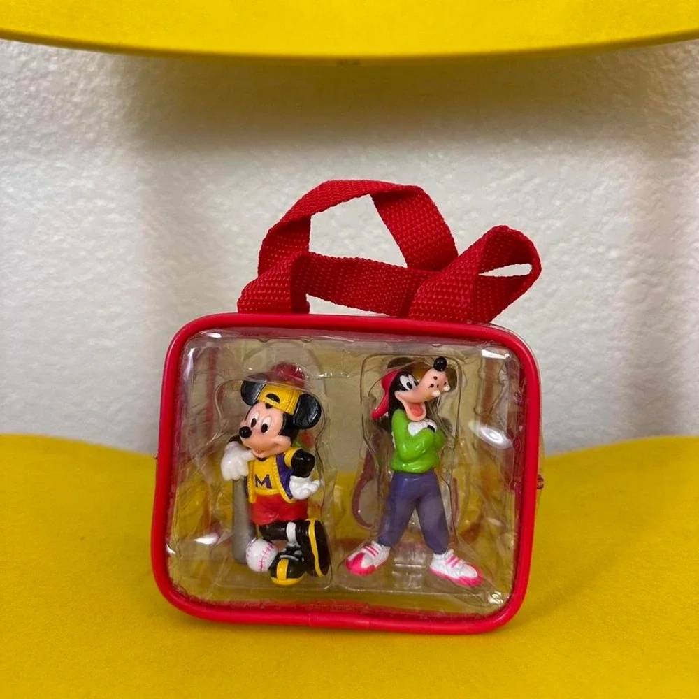 Disney Mickey & Friends Figurine Set in Red Zippered Case - Vintage Collectible
